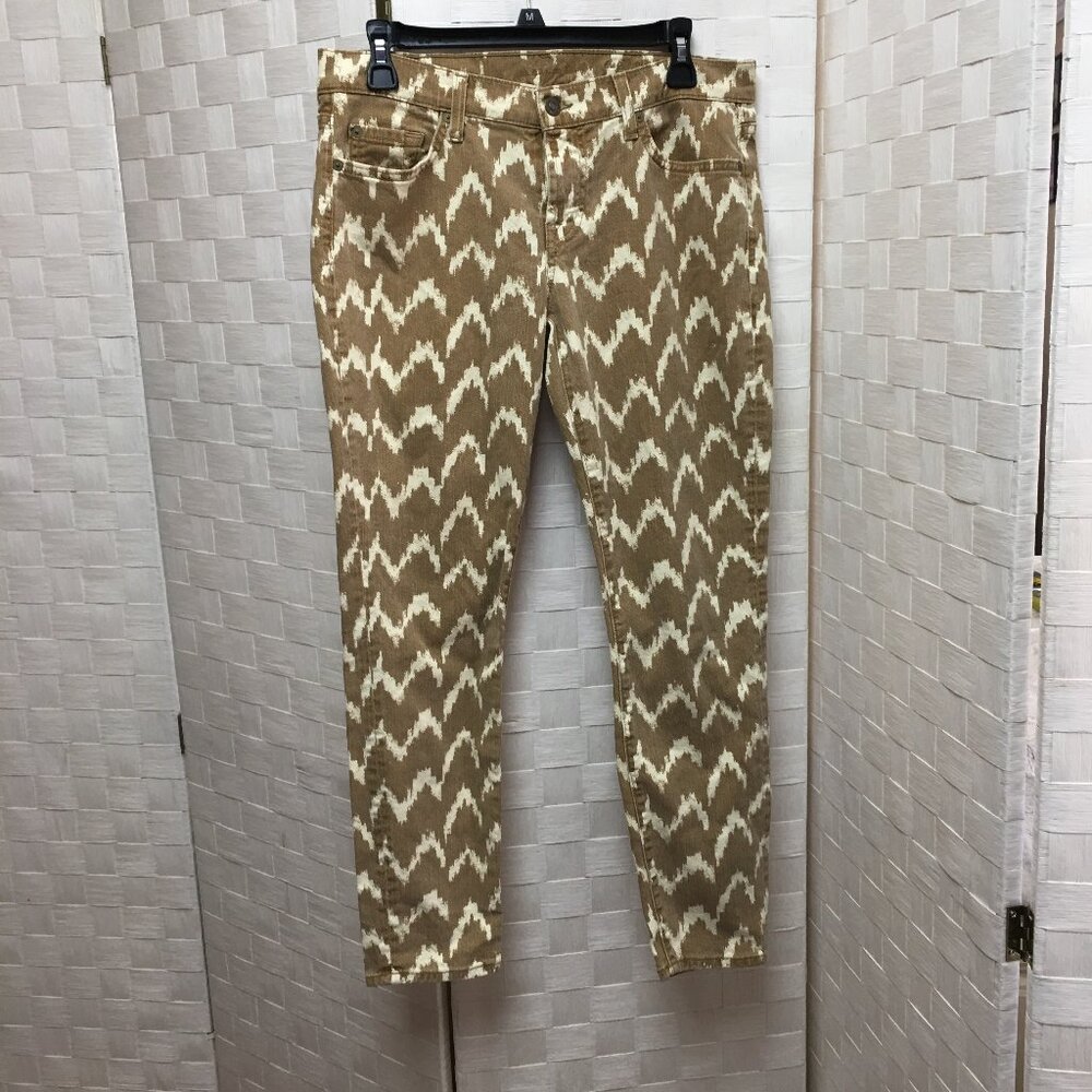 7 for all mankind cropped skinny jeans size 28 tan, cream